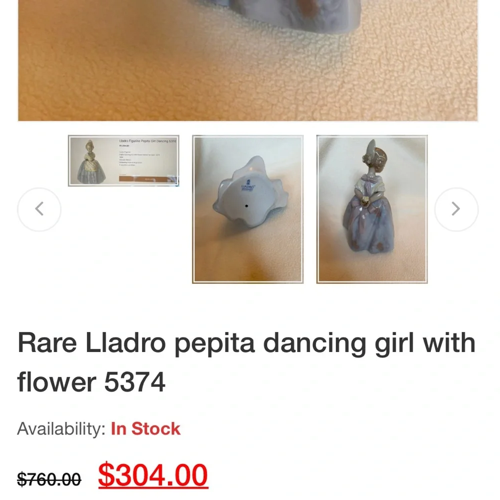 Lladro “Pepita” 5375 *rare+retired* Porcelain figurine MINT condition w/box! - Picture 8 of 9